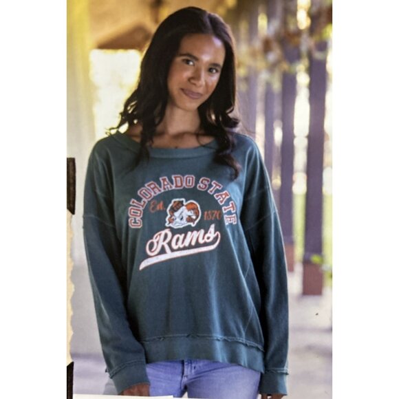 NEW CSU Colorado State Retro Rams Aggies Womens Scoop Crewneck Sweatshirt M NCAA - Picture 3 of 11